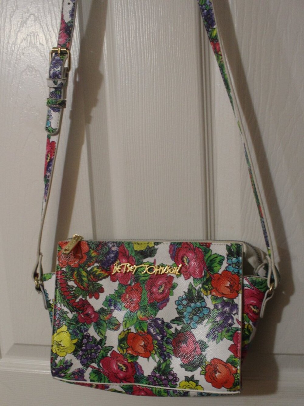 Betsey Johnson Pink Floral Double-Zip Crossbody